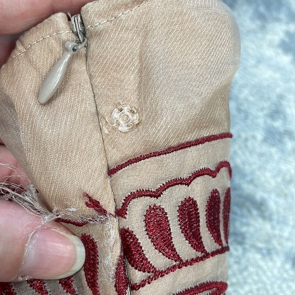 Stella McCartney Bolsena Dress Mini Mesh Overlay Embroidered Black Beige Red 40 - Picture 9 of 16